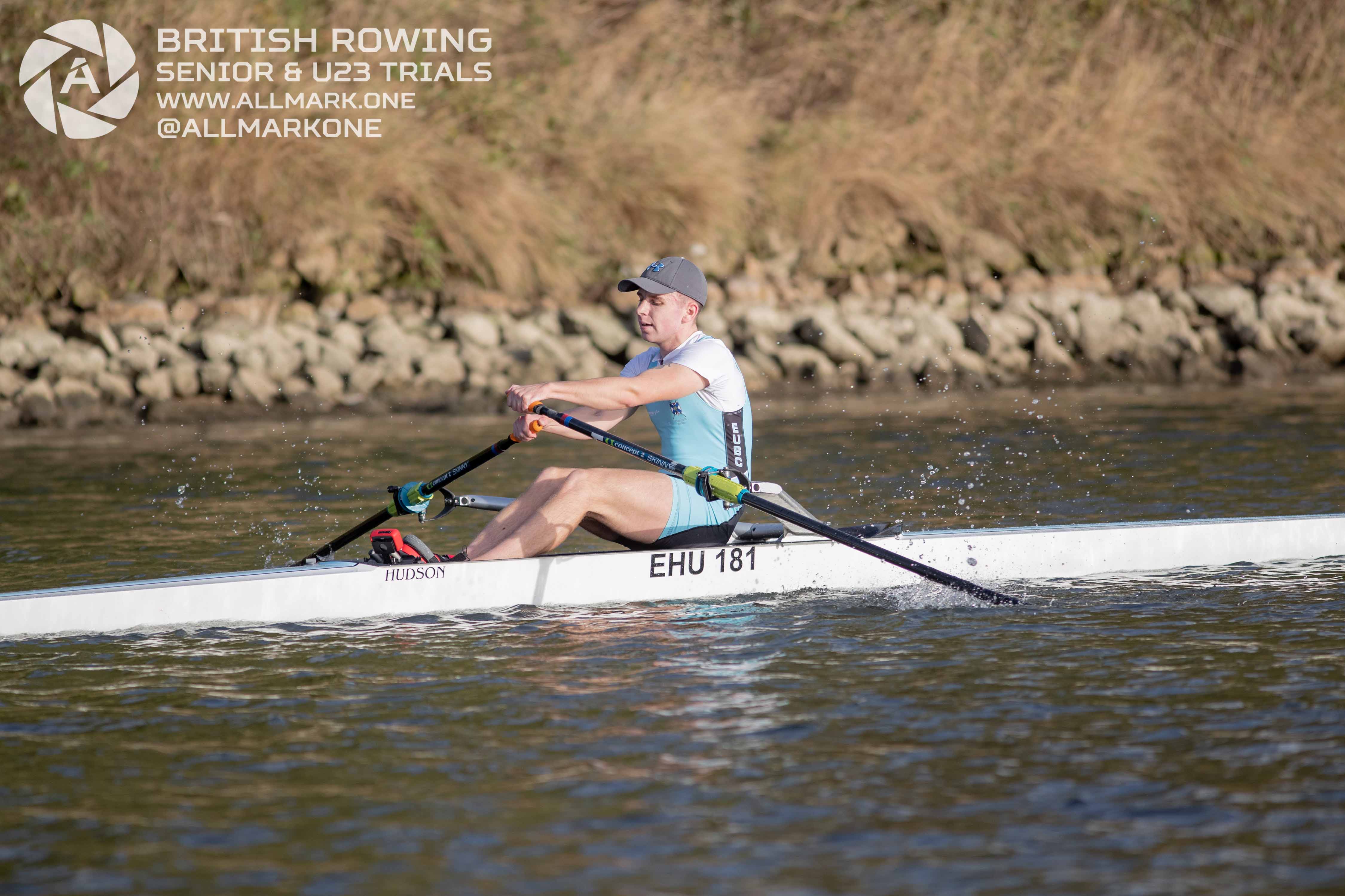 Dale Flockhart rowing in GB Trials - Photo credit All Mark One