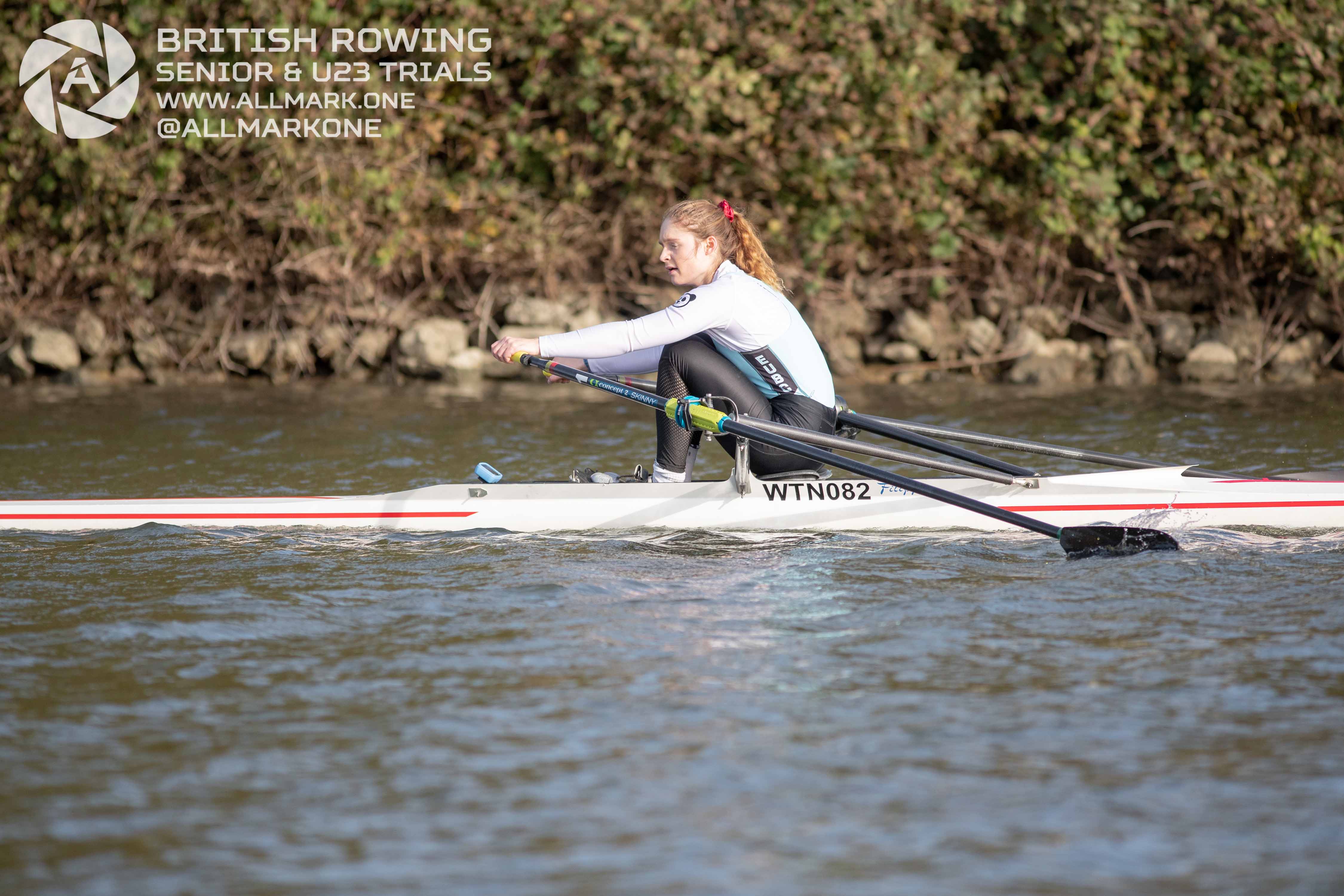 Lily Young rowing in GB Trials - Photo credit All Mark One